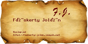 Fáskerty Jolán névjegykártya